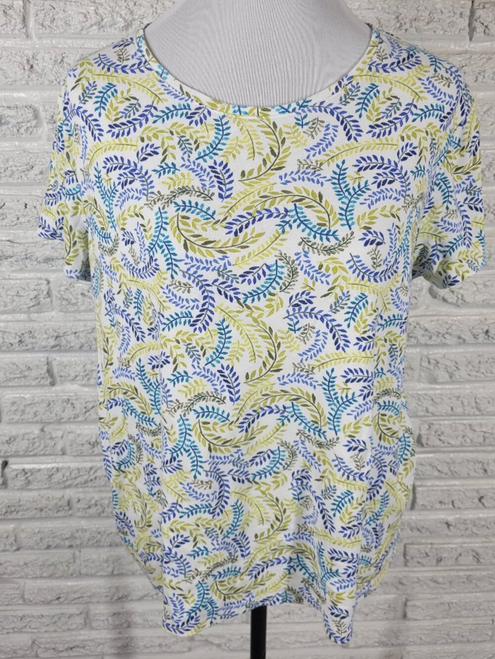 Croft & Barrow Womens XL Top Cotton Floral Short Sleeve T Shirt Casual FLO244E